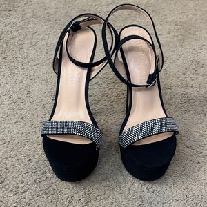 Elegant Black Heels with Rhinestone Strap